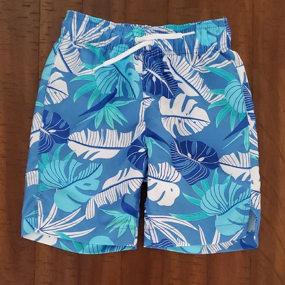 Place Sport Boy's Blue Tropical Swim Trunk Shorts - Size S (5/6)